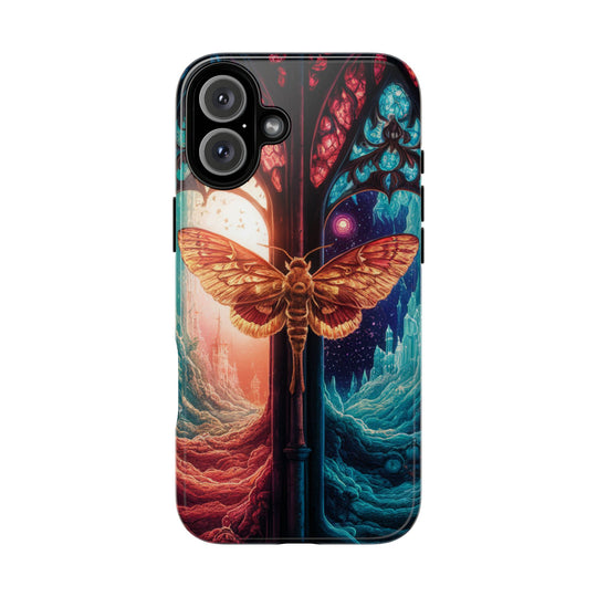 Phone Case with Moth and Stained-Glass Window Phone Case Printify iPhone 16 Plus Glossy