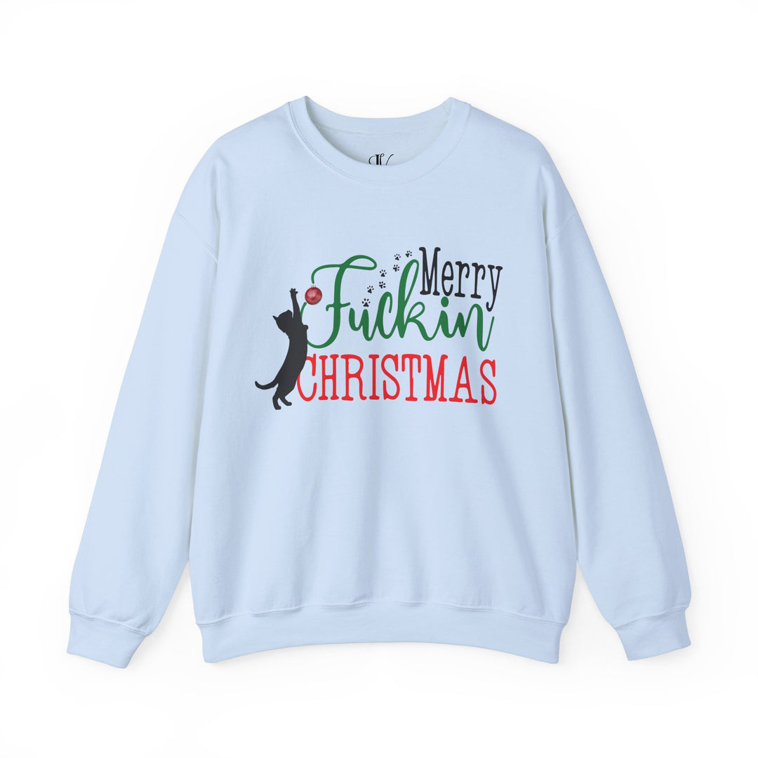 Christmas Cat Sweatshirt - Bold Profanity and Cat