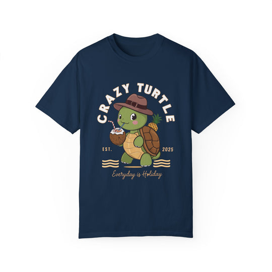 T-shirt - Crazy Turtle with Coconut Drink T-Shirt Printify True Navy S