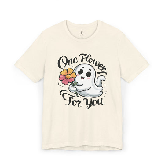 Cute Ghost "One Flower for You" T-Shirt - Spooky Fashion