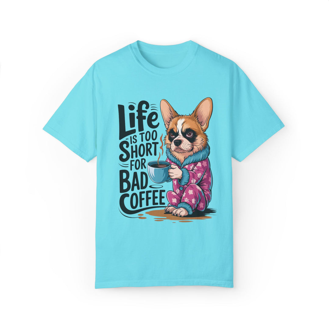 Cartoon Dog Coffee Lover T-shirt T-Shirt Printify Lagoon Blue S