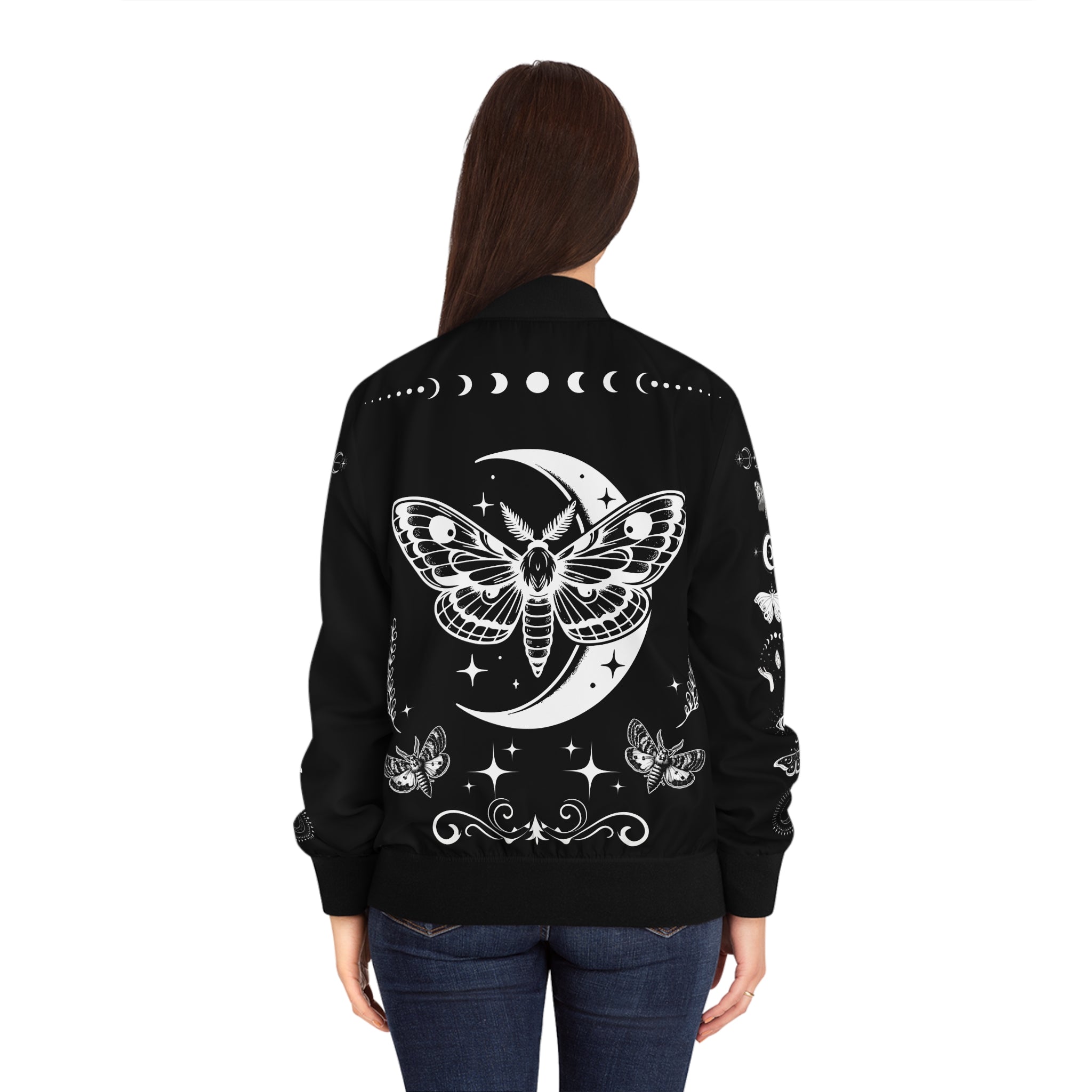 Bomber Jacket Celestial Moth 'Stay Magical' All Over Prints Printify Seam thread color automatically matched to design S