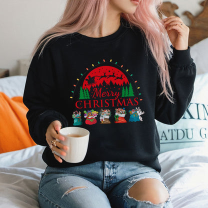 Merry Christmas Sweatshirt - Christmas Shirt with Santa and Festive Theme Sweatshirt   