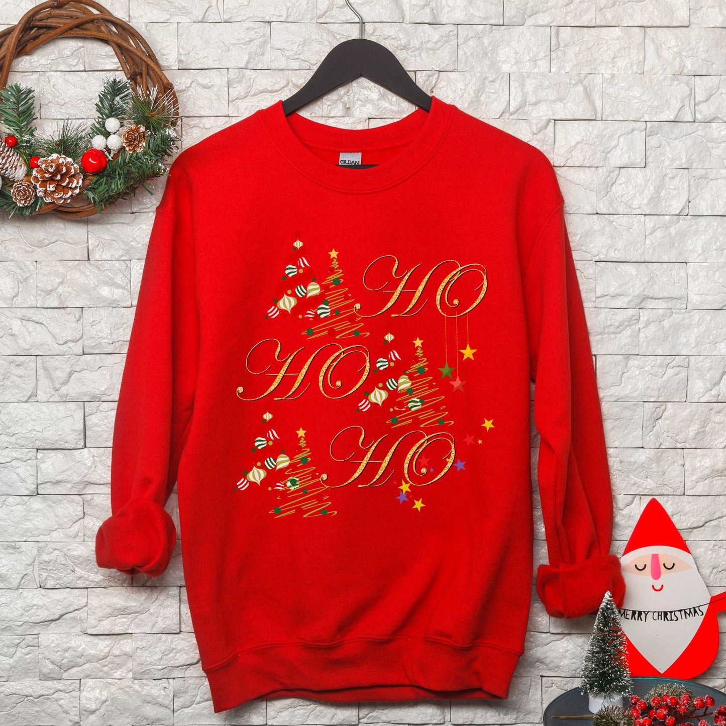 Ho Ho Ho Sweatshirt | Christmas Shirt - Christmas Gift - Santa Shirt - Holiday Shirt - Christmas Trees Sweatshirt - Cute Christmas Tee Sweatshirt   