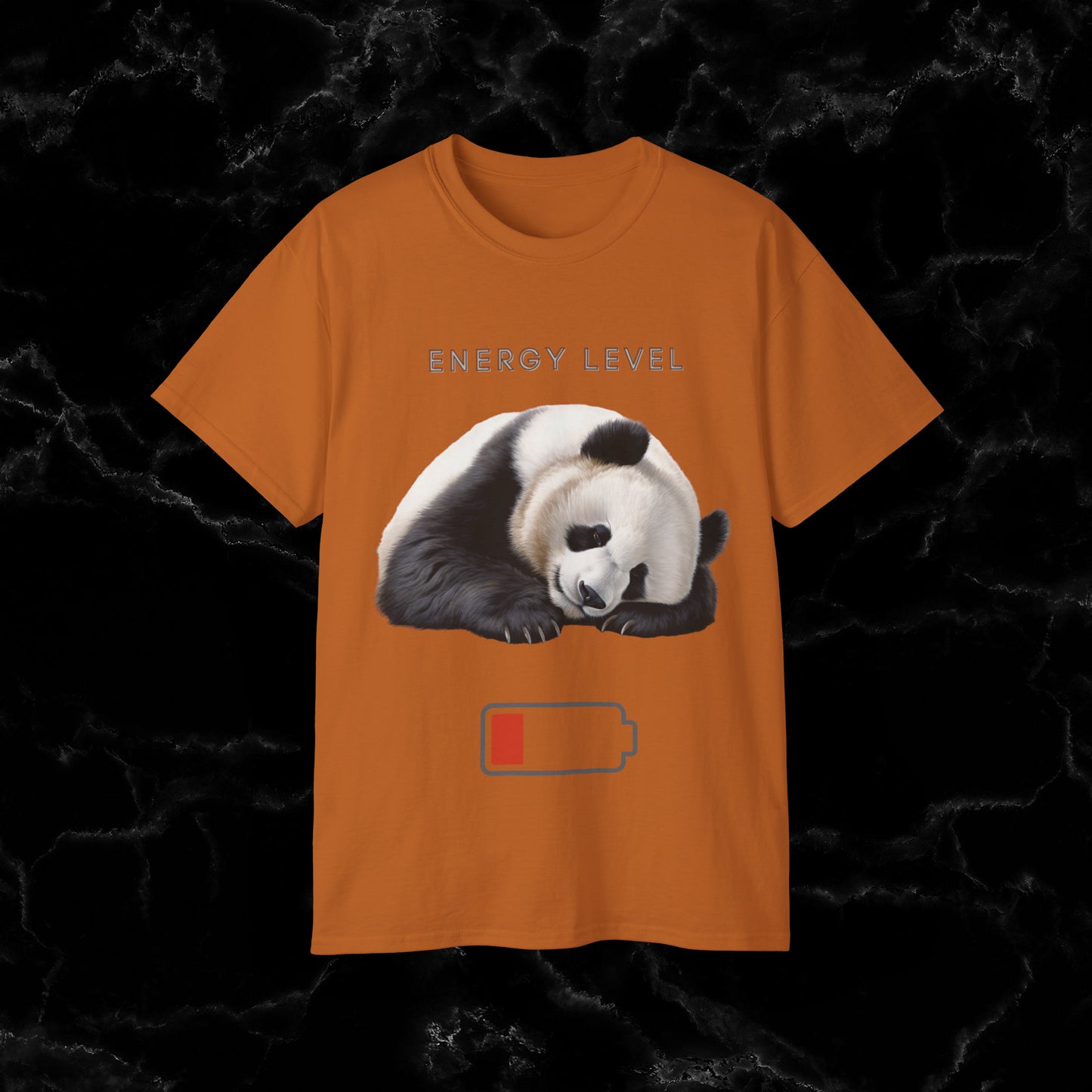 Nap Time Panda Unisex Funny Tee - Hilarious Panda Nap Design - Energy Level T-Shirt Texas Orange M 