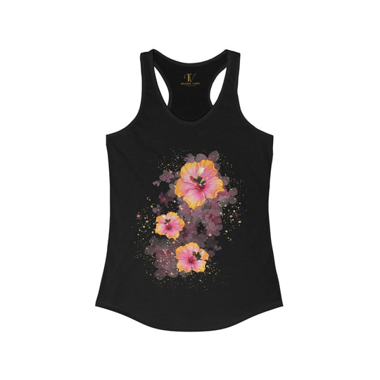 Hibiscus Racerback Tank Tank Top Printify XS Solid Black