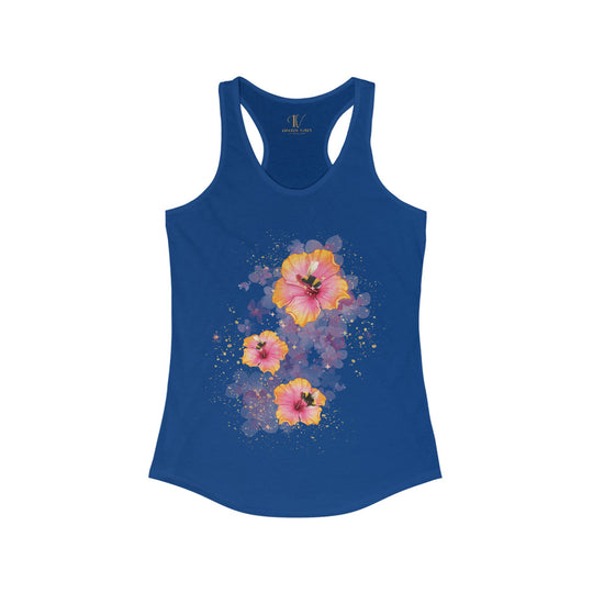 Hibiscus Racerback Tank Tank Top Printify XS Solid Royal