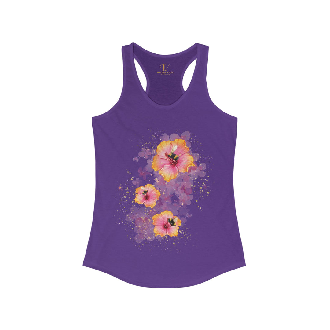 Hibiscus Racerback Tank Tank Top Printify XS Solid Purple Rush