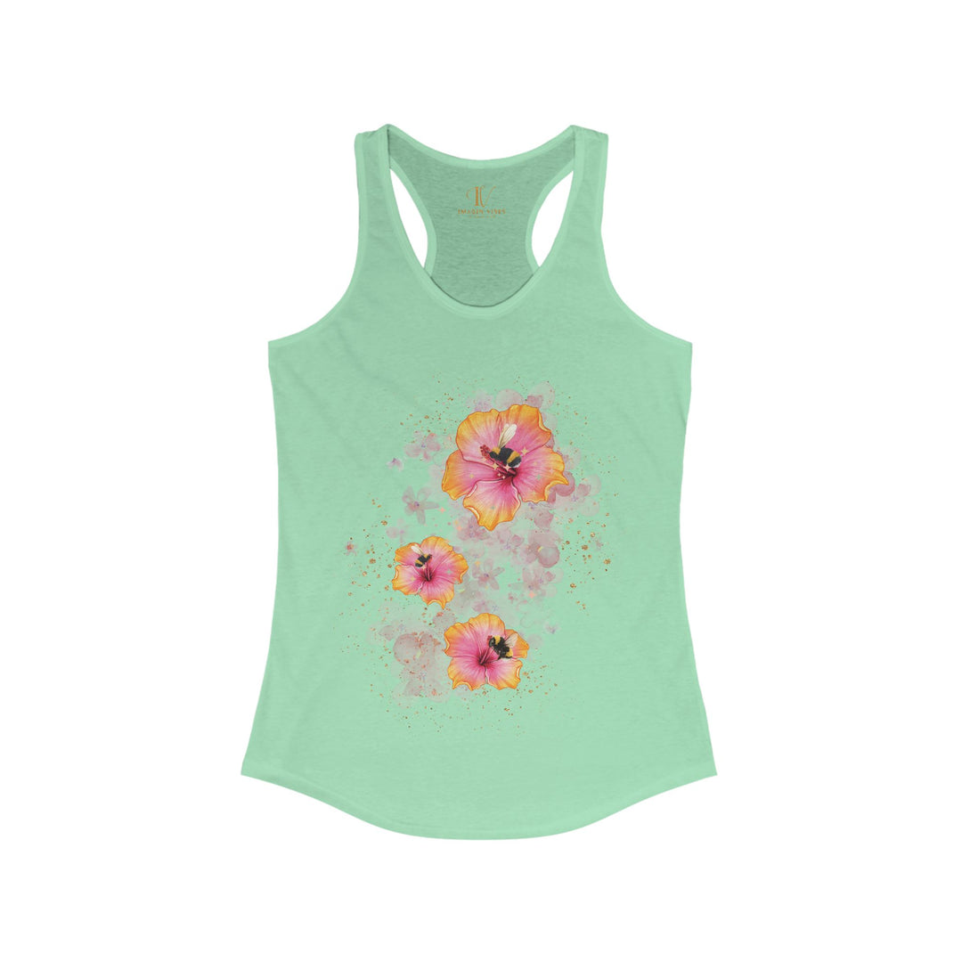 Hibiscus Racerback Tank Tank Top Printify XS Solid Mint