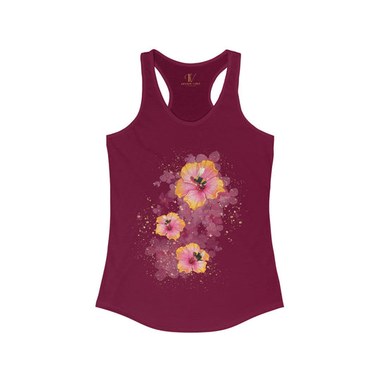 Hibiscus Racerback Tank Tank Top Printify XS Solid Cardinal Red