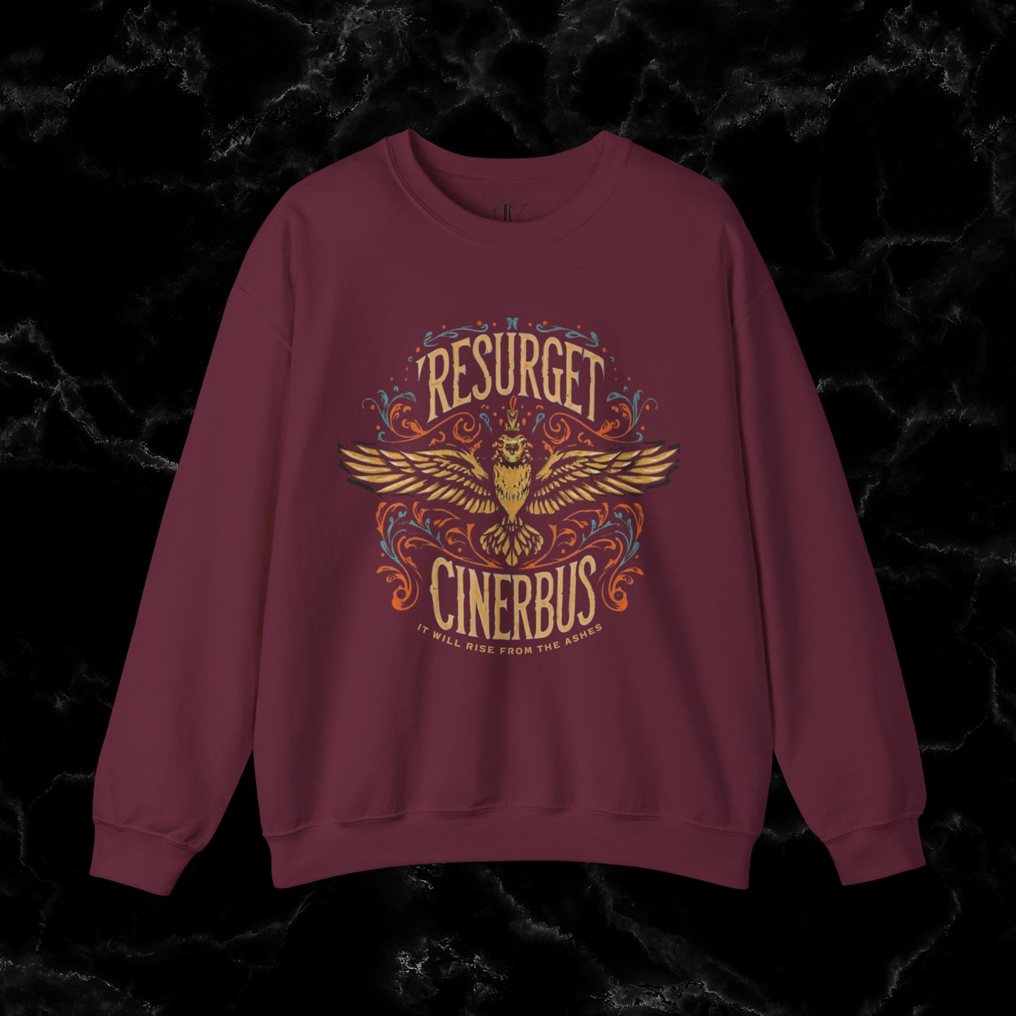 Resurget Cineribus Unisex Crewneck Sweatshirt - Latin Inspirational Gifts for Sports Football Fans Sweatshirt S Maroon 