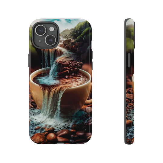 Coffee Lover Tough Case - Surreal Mountain Landscape Phone Case Printify iPhone 15 Plus Glossy