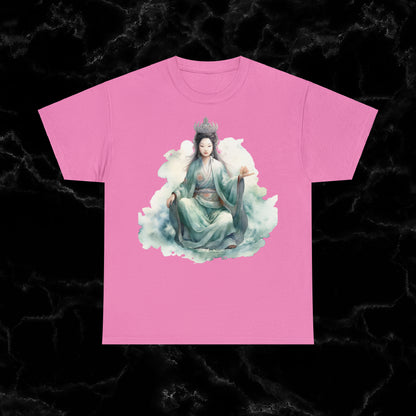 Quan Yin Spiritual Tee - Goddess of Compassion, Unisex Garment-Dyed T-shirt, Goddess of Mercy T-Shirt Azalea S 