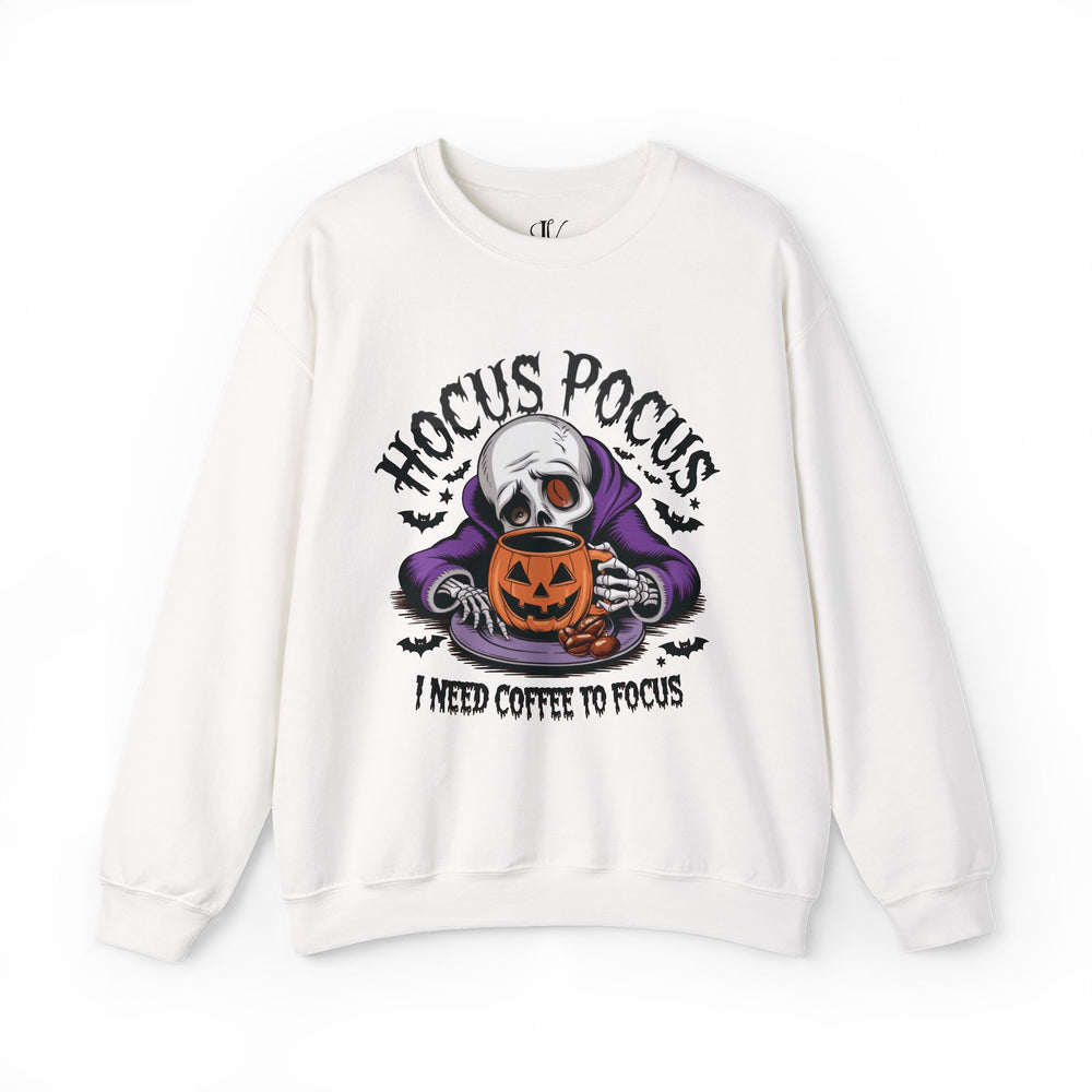 Hocus Pocus Coffee: Halloween Sweatshirt Sweatshirt Printify S White