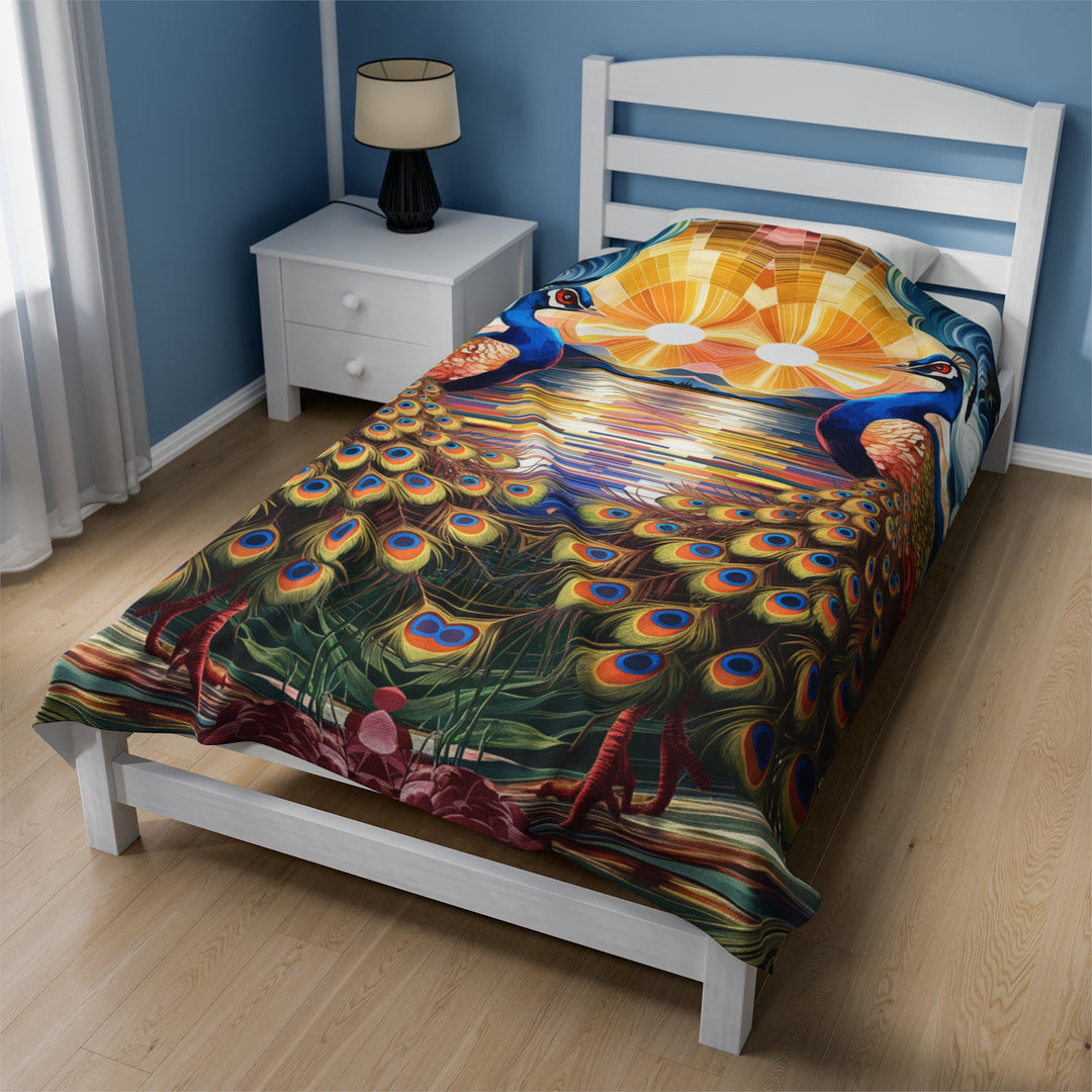 Velveteen Plush Blanket - Peacock Tapestry All Over Prints Printify