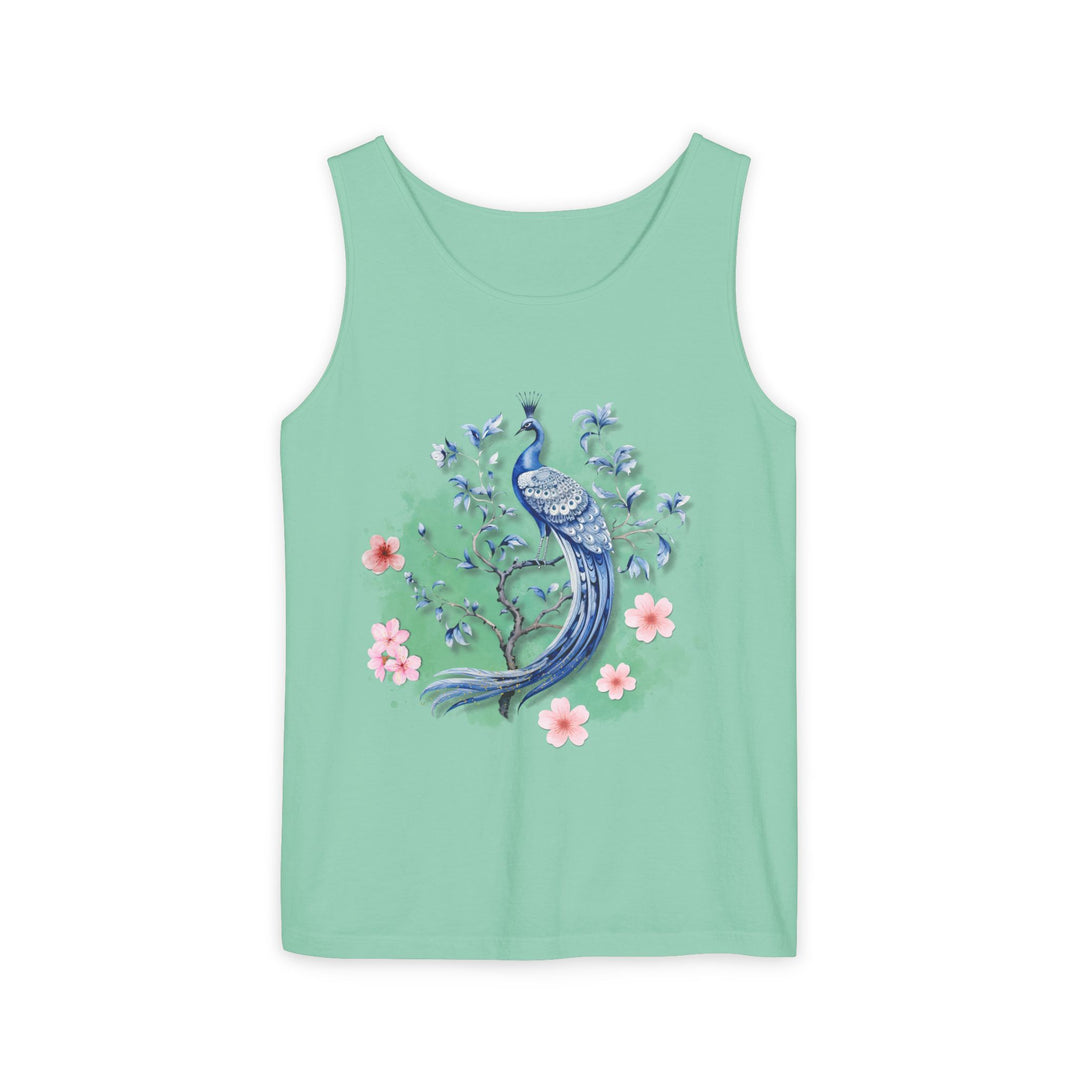 Tank Top - Elegant Blue Peacock and Pink Blossoms Tank Top Printify Island Reef XS