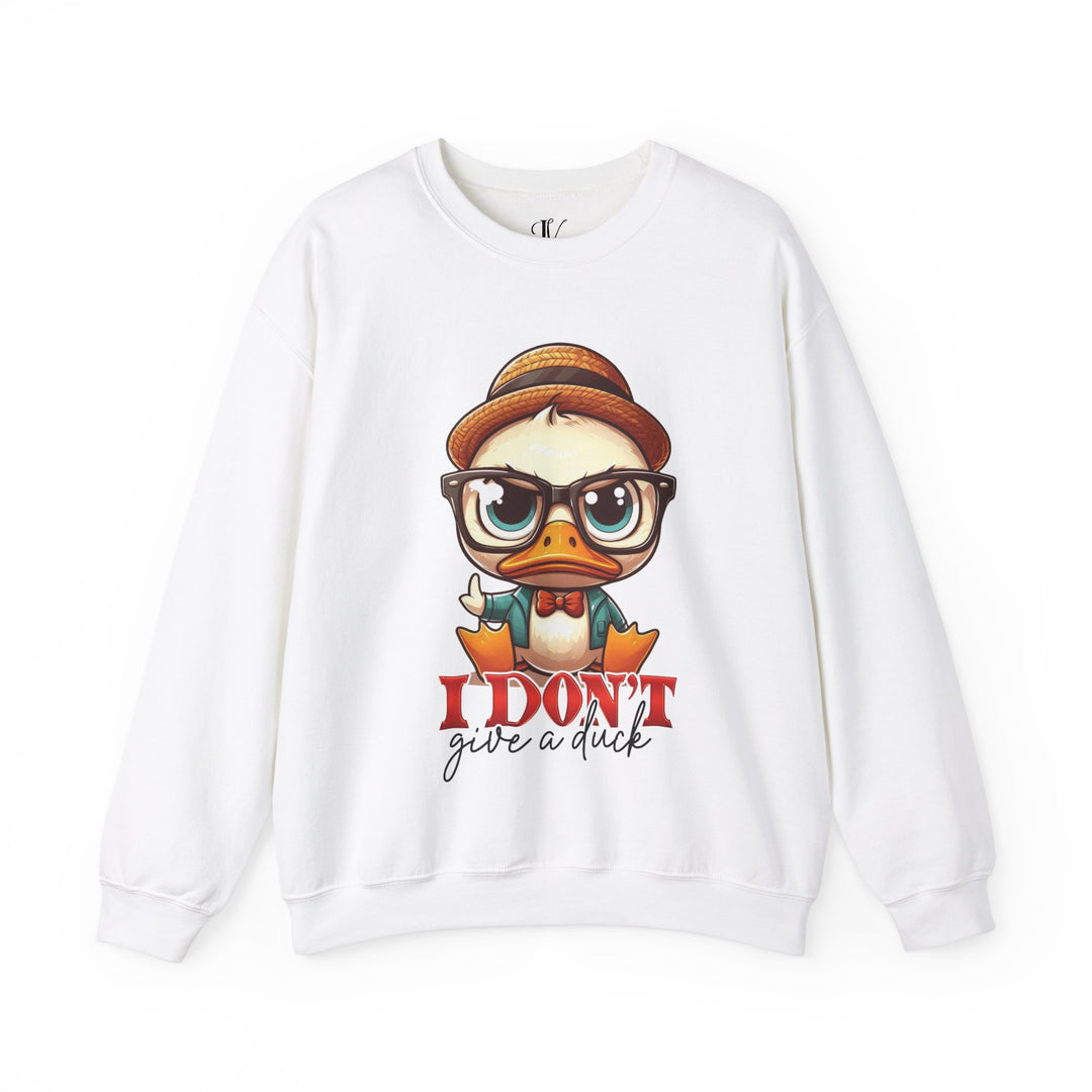 Crewneck Sweatshirt 'I Don't Give a Duck' Sweatshirt Printify S White