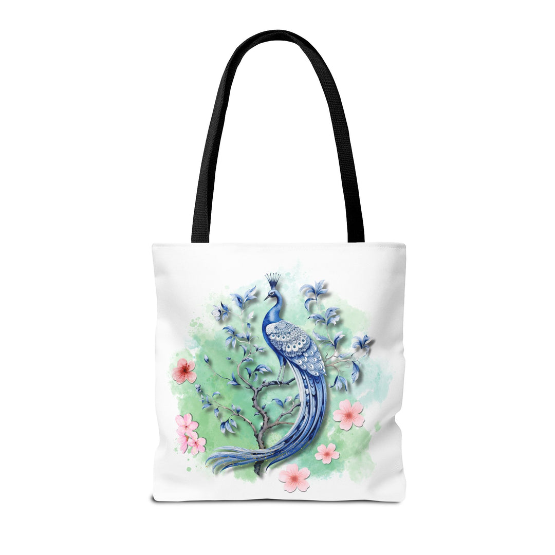 Peacock Tote Bag - Elegant and Delicate Floral Branch Bags Printify