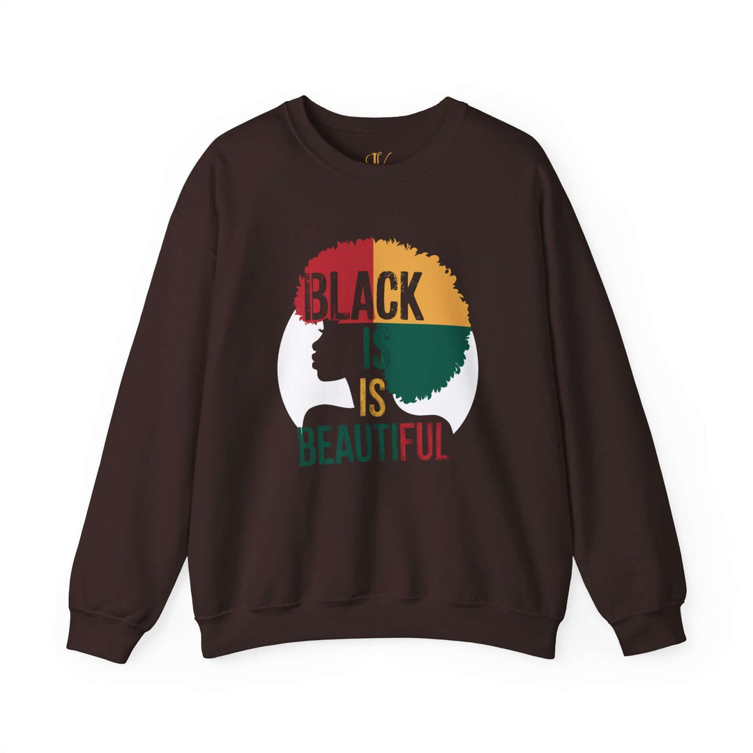 Afro Woman 'Black is Beautiful' Sweatshirt Sweatshirt Printify S Dark Chocolate