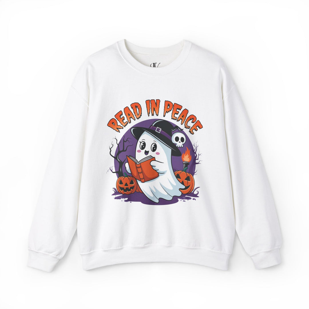 Read In Peace Ghost Halloween Bookworm Sweatshirt