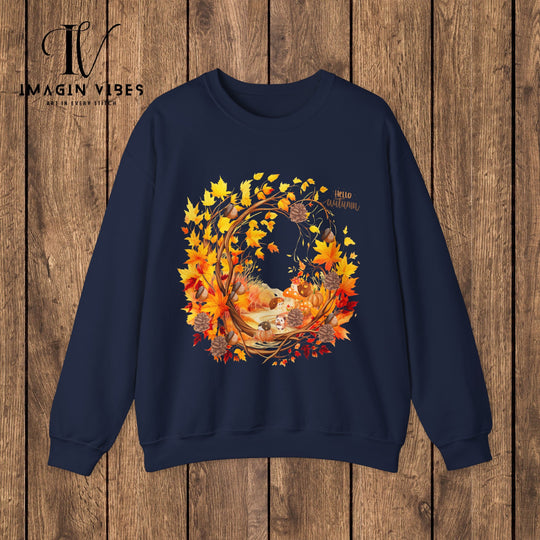 ImaginVibes: Autumn's Embrace: A Cozy Celebration of Fall Sweatshirt M Navy 