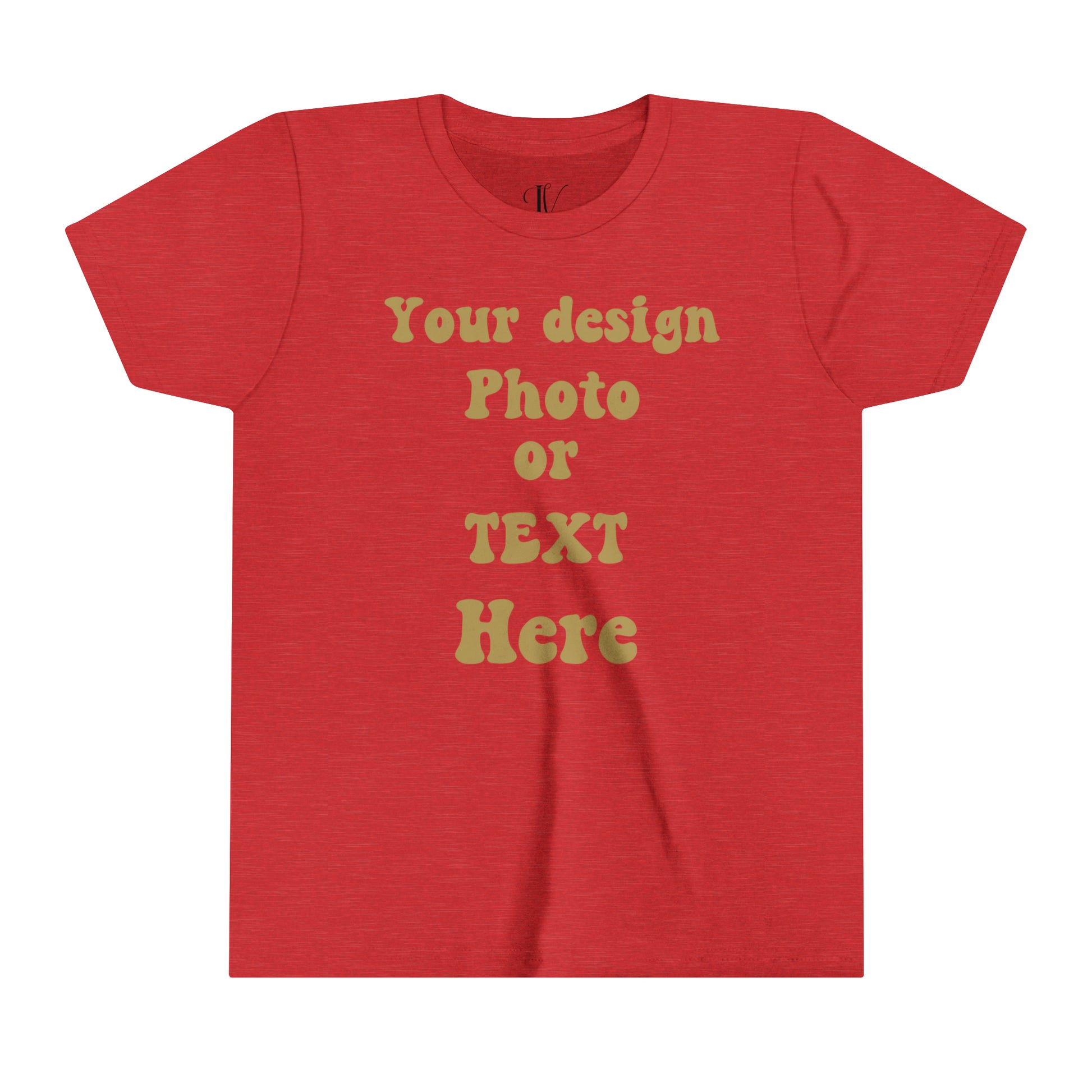 Youth Short Sleeve Tee - Personalized with Your Photo, Text, and Design Kids clothes Heather Red S 