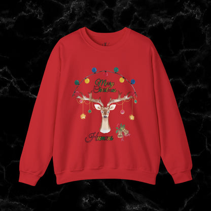 Merry Christmas Reindeer Sweatshirt - Christmas Crewneck for Festive Holiday Cheer | 'Merry Christmas Humans' Sweatshirt S Red 