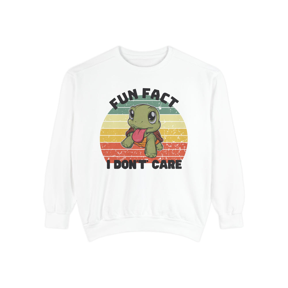 Turtle Funny Sweatshirt 'Fun Fact: I Don't Care' Sweatshirt Printify White S