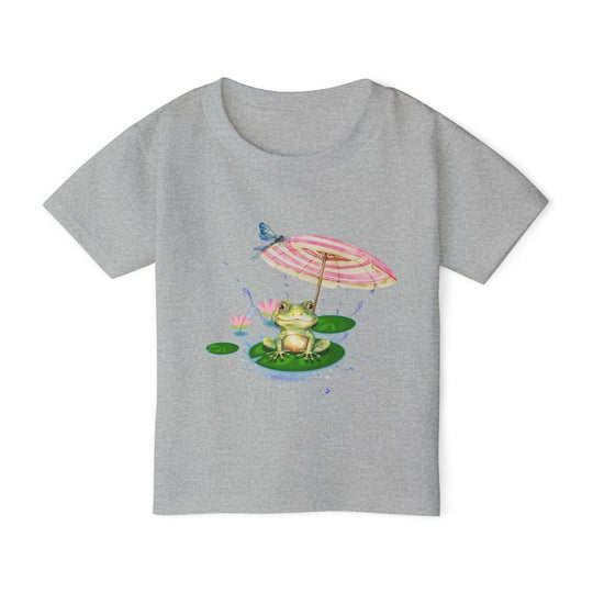 Toddler T-shirt with Cute Frog with Umbrella Kids clothes Printify Sport Grey 2T