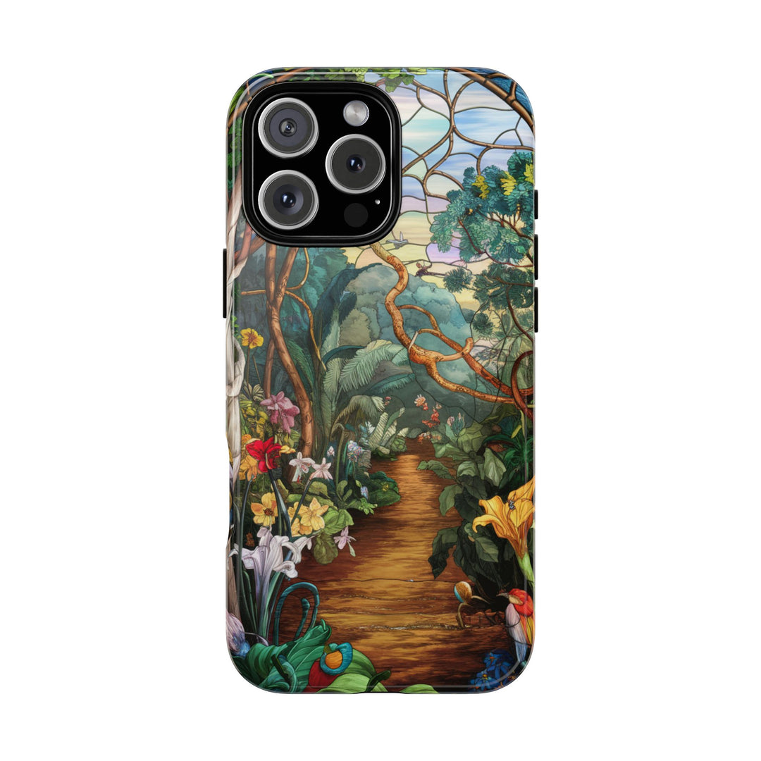 Phone Case - Stained Glass Garden Scene Phone Case Printify