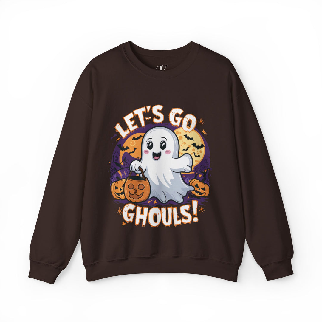 Let's Go Ghouls: Cute Halloween Sweatshirt Sweatshirt Printify S Dark Chocolate