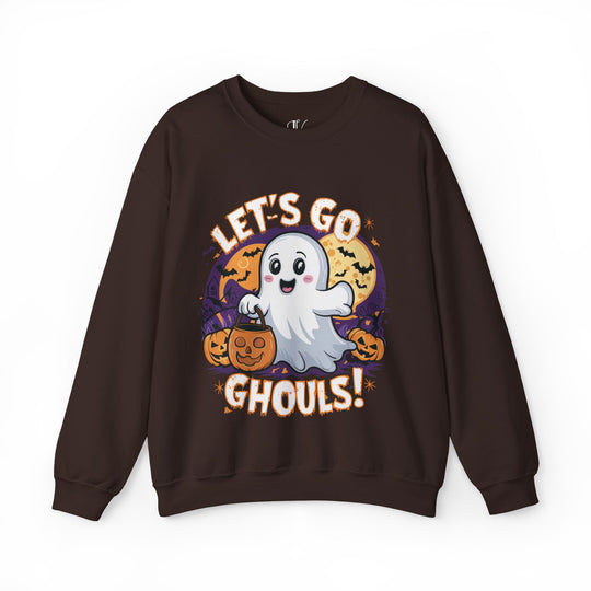 Let's Go Ghouls: Cute Halloween Sweatshirt Sweatshirt Printify S Dark Chocolate