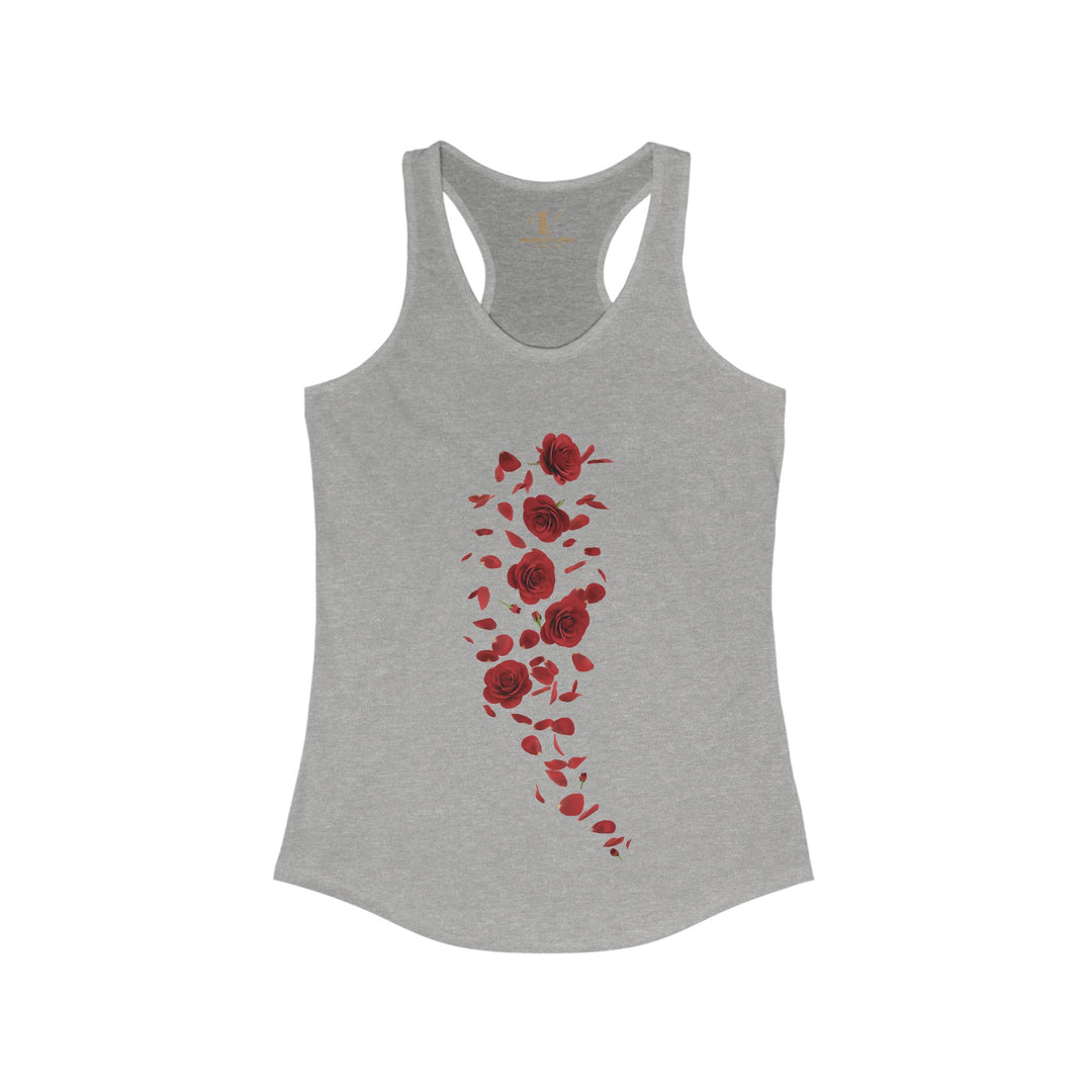 Red Roses Racerback Tank Top Tank Top Printify XS Heather Grey