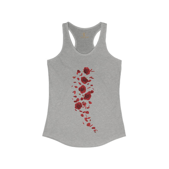 Red Roses Racerback Tank Top Tank Top Printify XS Heather Grey