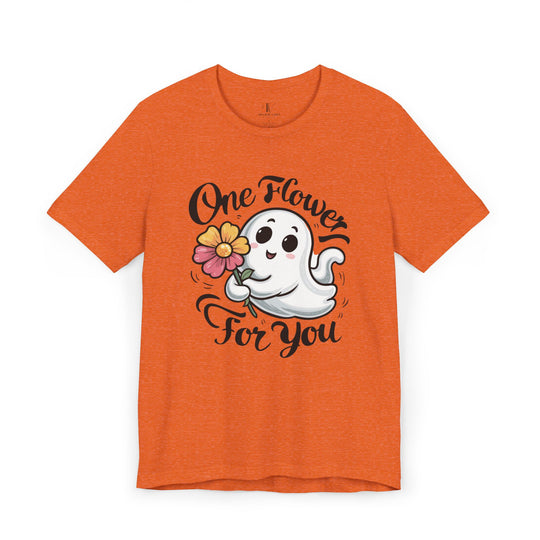 Cute Ghost "One Flower for You" T-Shirt - Spooky Fashion