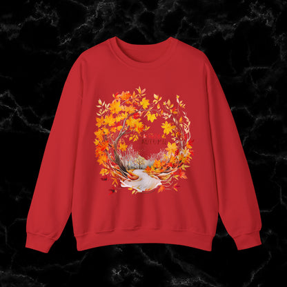 Hello Autumn Sweatshirt | Fall Design | Fall Seasonal Sweatshirt | Autumn Design For Fall Lover Sweatshirt S Red 