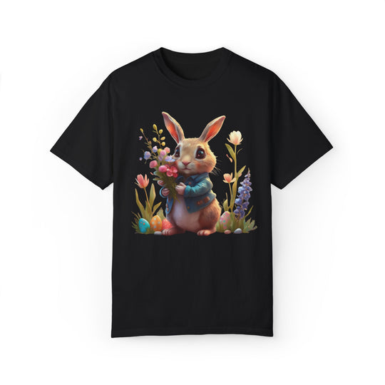 Bunny Bouquet T-shirt - Easter Spring Unisex Tee T-Shirt Printify Black S