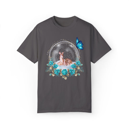 Cute Deer Snow Globe Winter T-shirt T-Shirt Printify Graphite S