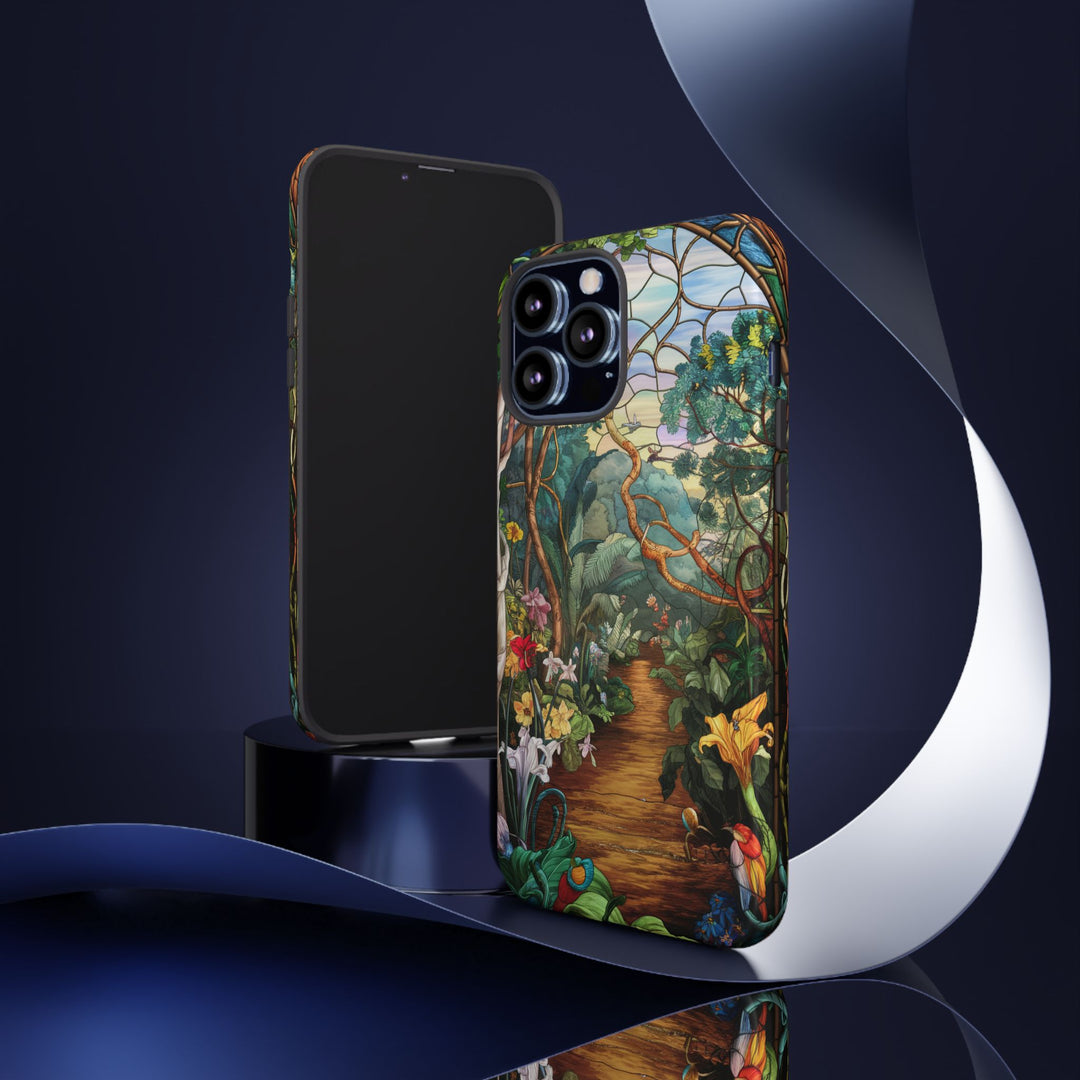 Phone Case - Stained Glass Garden Scene Phone Case Printify