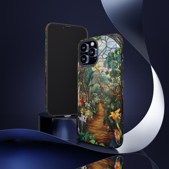 Phone Case - Stained Glass Garden Scene Phone Case Printify