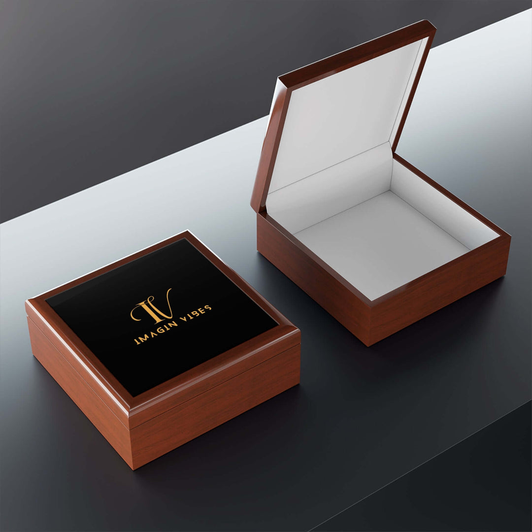 Imagin Vibes Jewelry Box — Elegant Jewelry Box with Gold Imagin Vibes Logo Home Decor Printify