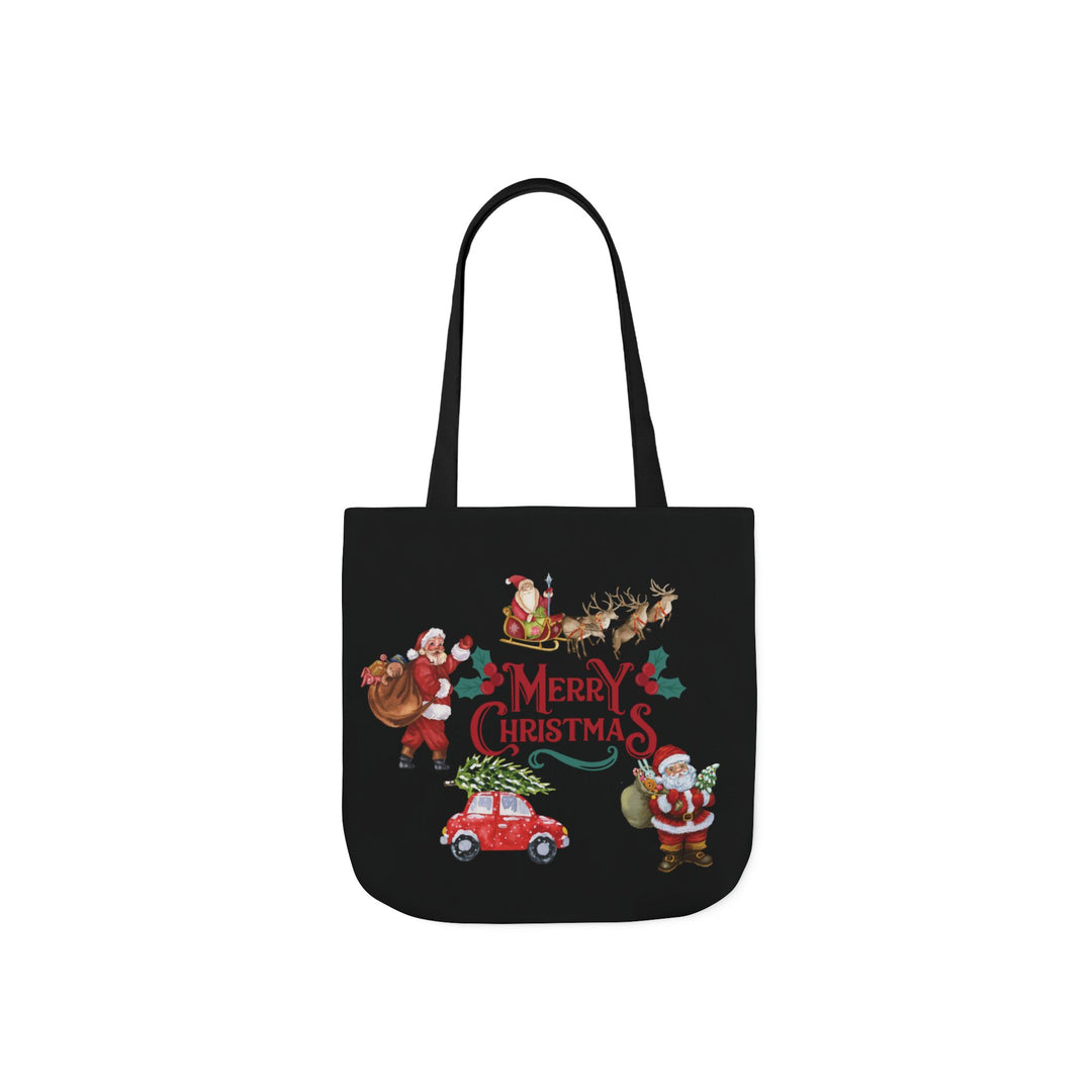 Vintage Style Christmas Canvas Tote Bag Accessories Printify 13" × 13'' Black