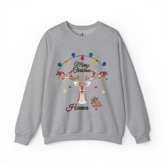 Merry Christmas Reindeer Sweatshirt Sweatshirt Printify S Sport Grey