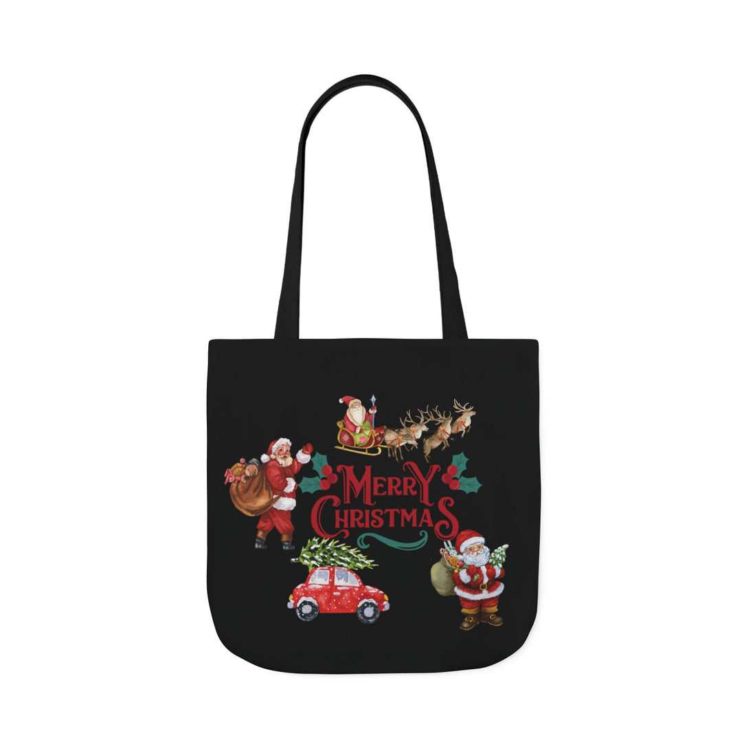 Vintage Style Christmas Canvas Tote Bag Accessories Printify 18" × 18'' Black