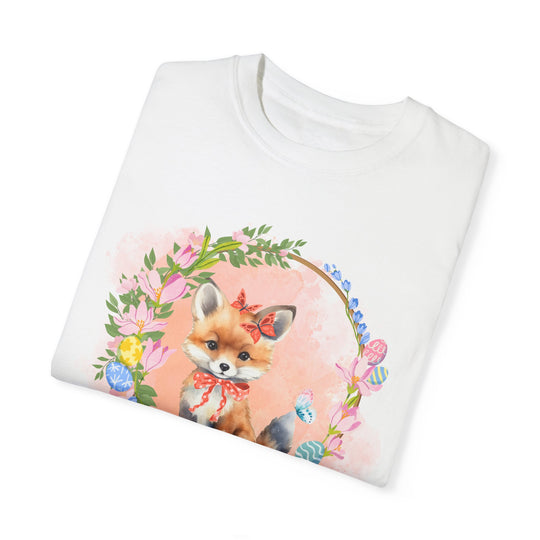 Fox Illustration Springtime Unisex Garment-Dyed T-shirt T-Shirt Printify