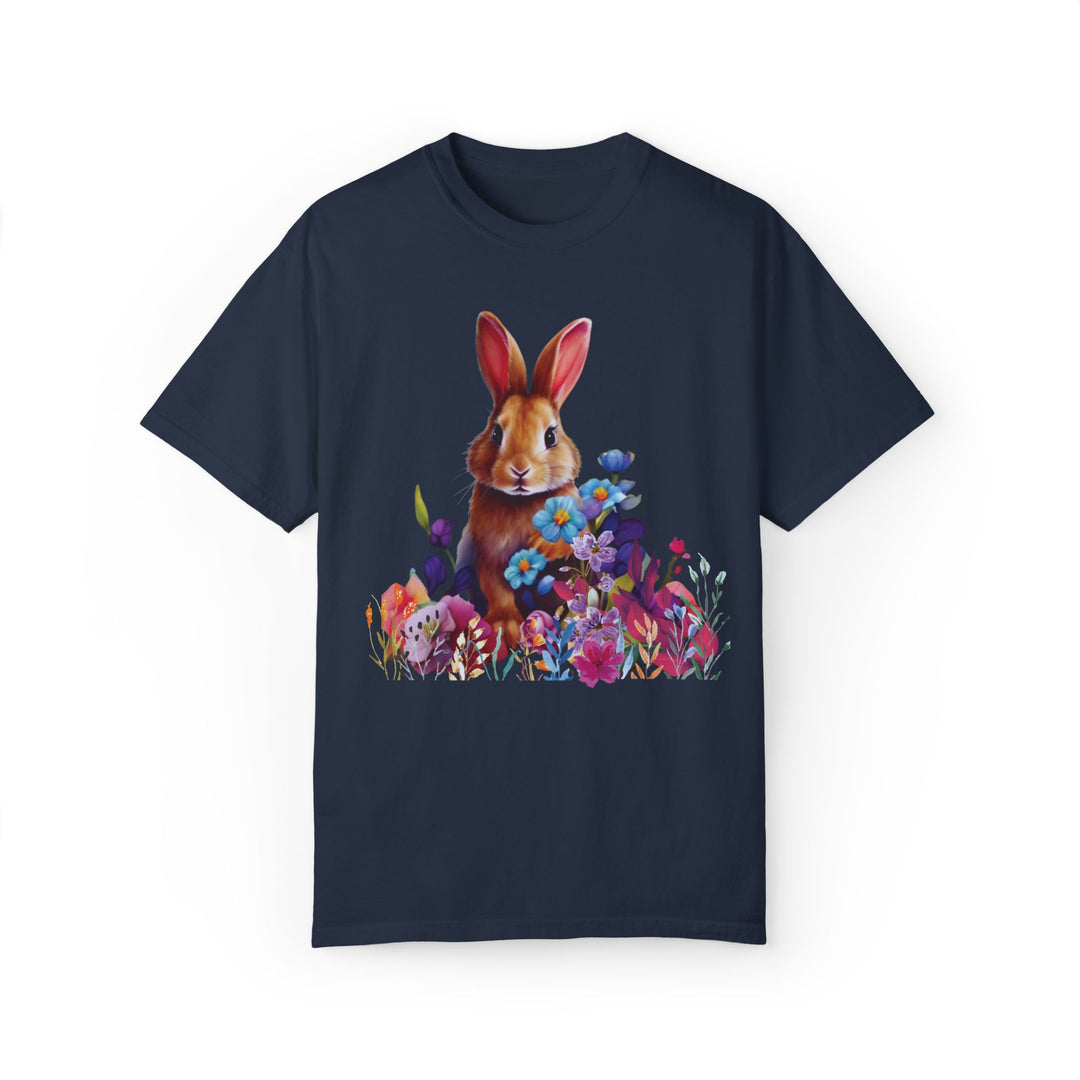 Bunny Springtime T-Shirt T-Shirt Printify Navy S