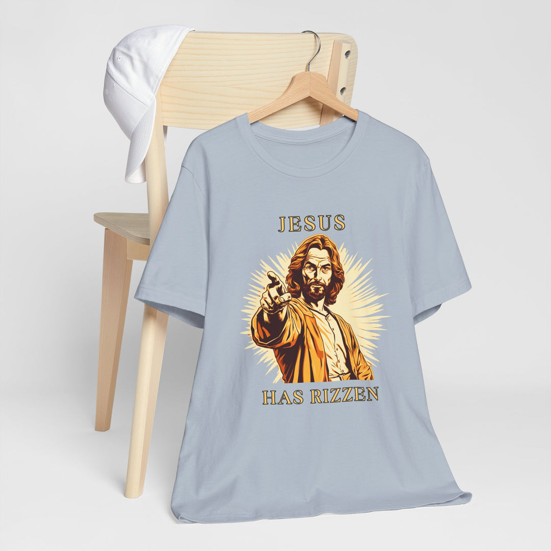 Spreading the Joy: Jesus Has Risen T-Shirt (ImaginVibes) T-Shirt Light Blue XS 