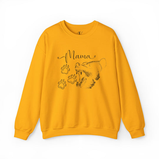 Mama Bear Crewneck Sweatshirt Sweatshirt Printify S Gold