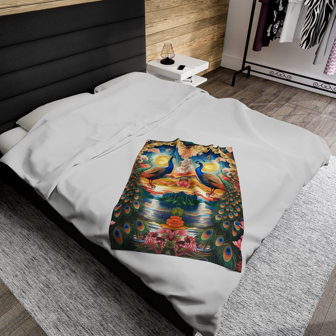 Plush Blanket - Surreal Peacock Tapestry