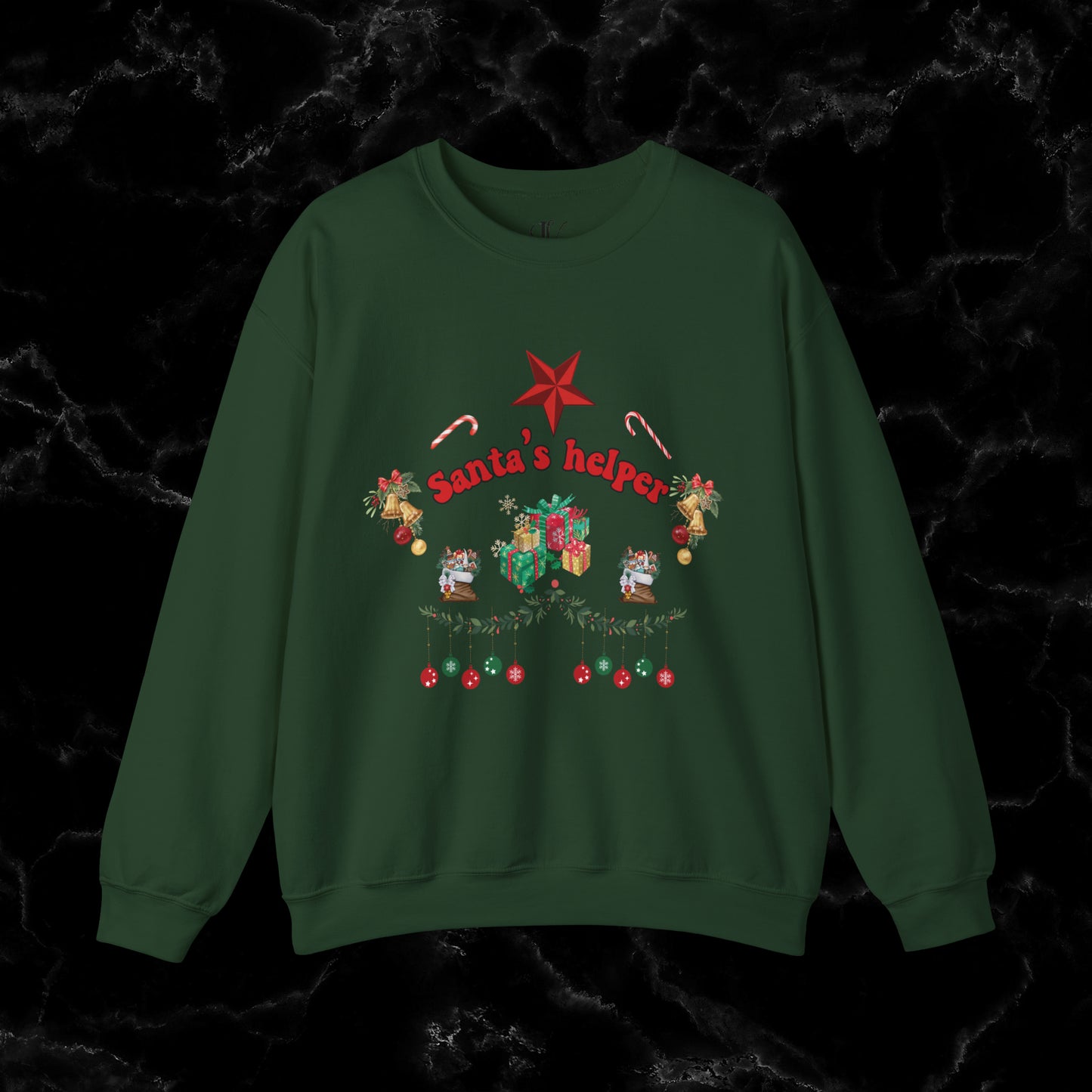 Santa Squad Shirt - Christmas Santa Helper Sweatshirt for Family Matching Christmas Sweatshirt S Forest Green 